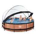 Miniatyrbild 6 av 11: EXIT Wood pool ø360x76cm med filterpump och tak - brun