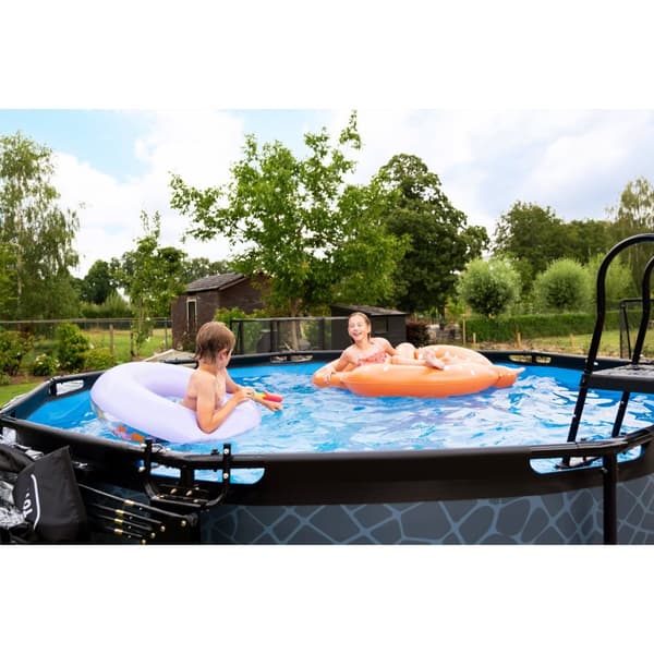 EXIT Wood pool ø360x122cm med filterpump - brun