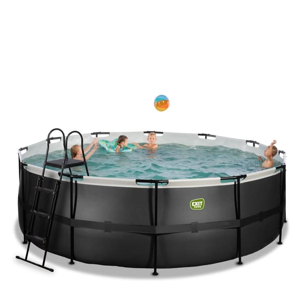 EXIT Black Leather pool ø427x122cm med filterpump - svart
