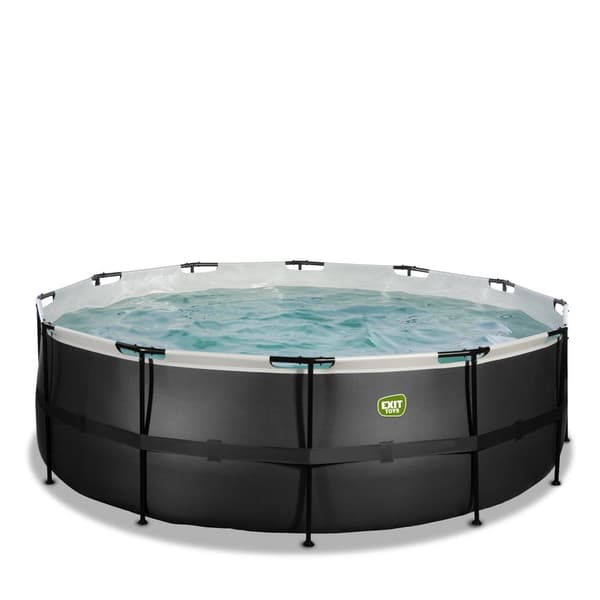 EXIT Black Leather pool ø427x122cm med filterpump - svart