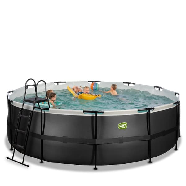 EXIT Black Leather pool ø450x122cm med filterpump - svart