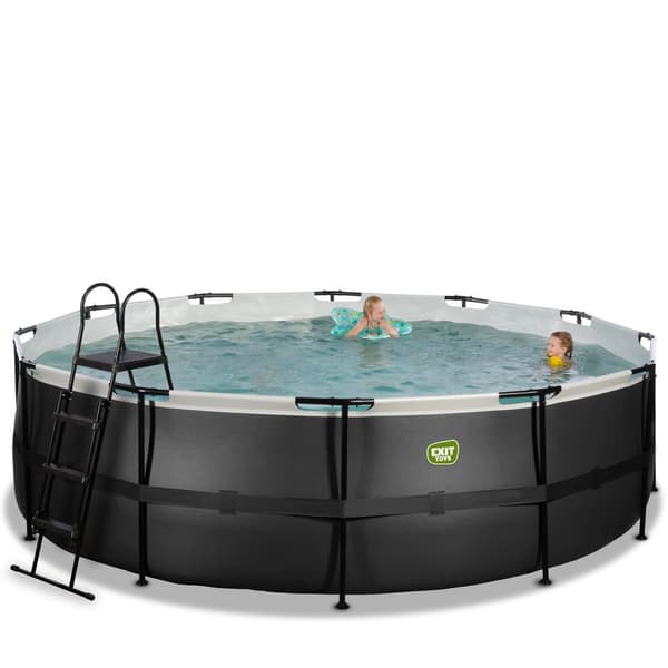 EXIT Black Leather pool ø488x122cm med filterpump - svart