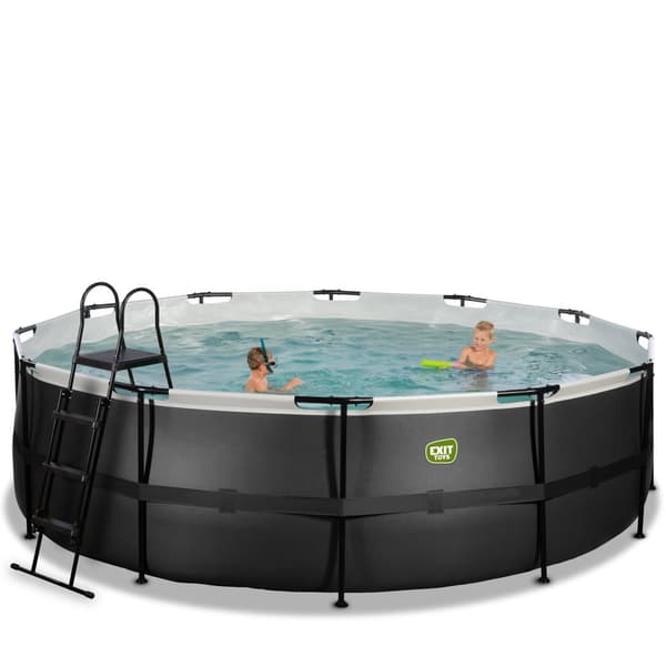 EXIT Black Leather pool ø488x122cm med filterpump - svart
