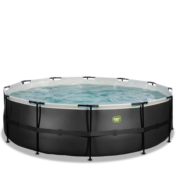 EXIT Black Leather pool ø488x122cm med filterpump - svart