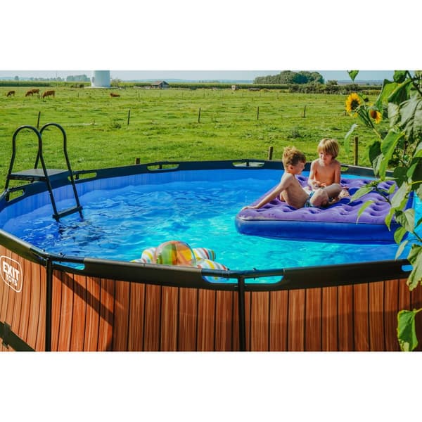 EXIT Stone pool ø427x122cm med sandfilterpump - grå