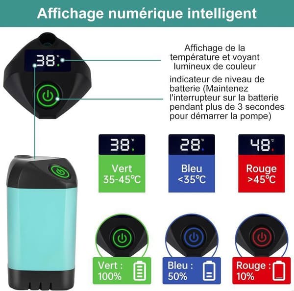 Campingduschsats, uppladdningsbar elektrisk duschpump, duschmunstycke med intelligent temperaturdisplay