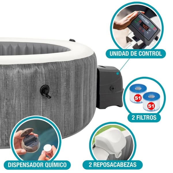 Uppblåsbart spa Intex Purespa Greywood Deluxe 28442EX 6 platser 220-240 V 1741 l/h 1089 L