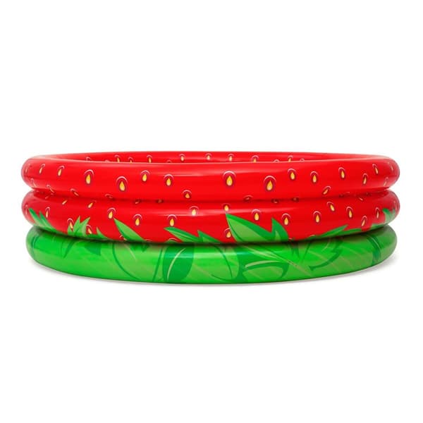 Bestway Uppblåsbar barnpool 3 ringar Jordgubb 168x38 cm +2 År Trädgård 51145