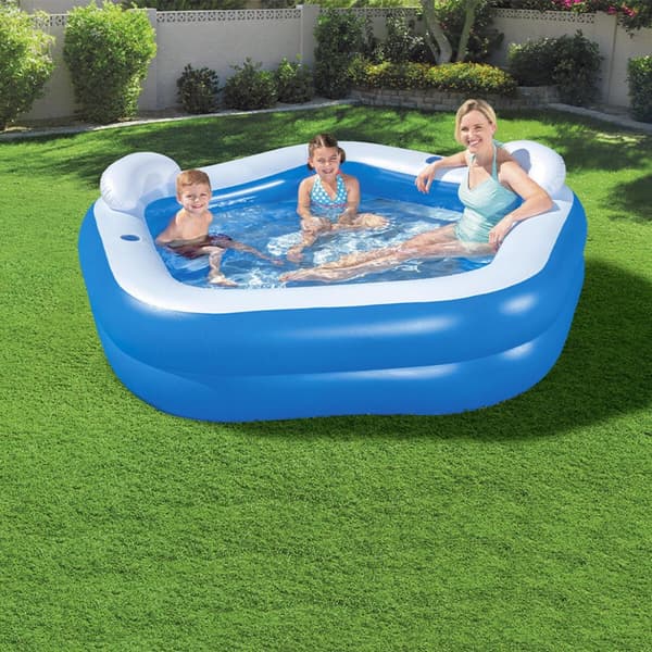 Bestway Uppblåsbar Pool 2 Kamrar Family 213x206x69 cm +6 År Trädgård 54153