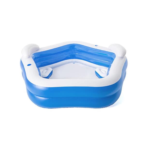 Bestway Uppblåsbar Pool 2 Kamrar Family 213x206x69 cm +6 År Trädgård 54153