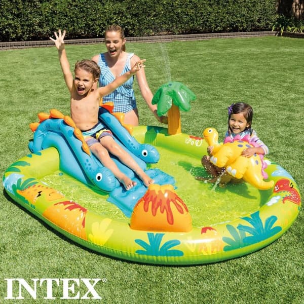 Uppblåsbar plaskpool för barn Intex Lekplats Dinosaurier 191 x 58 x 152 cm (3 antal)