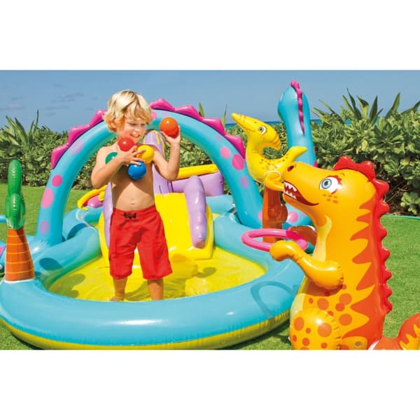 Puhallettava lasten kahluuallas Intex Dinosaurukset Leikkiteline 302 x 112 x 229 cm 280 L