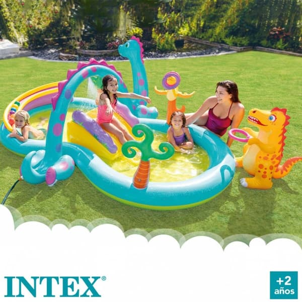 Puhallettava lasten kahluuallas Intex Dinosaurukset Leikkiteline 302 x 112 x 229 cm 280 L