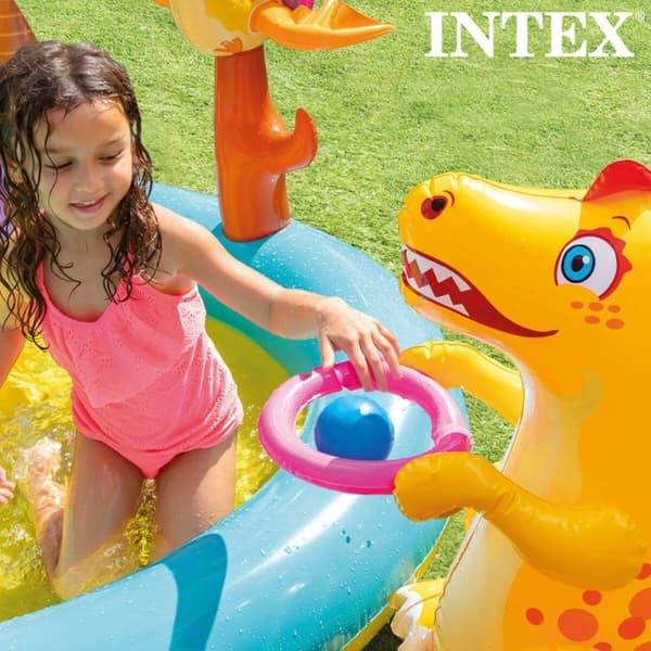 Puhallettava lasten kahluuallas Intex Dinosaurukset Leikkiteline 302 x 112 x 229 cm 280 L