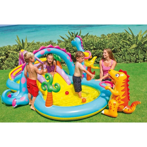 Puhallettava lasten kahluuallas Intex Dinosaurukset Leikkiteline 302 x 112 x 229 cm 280 L
