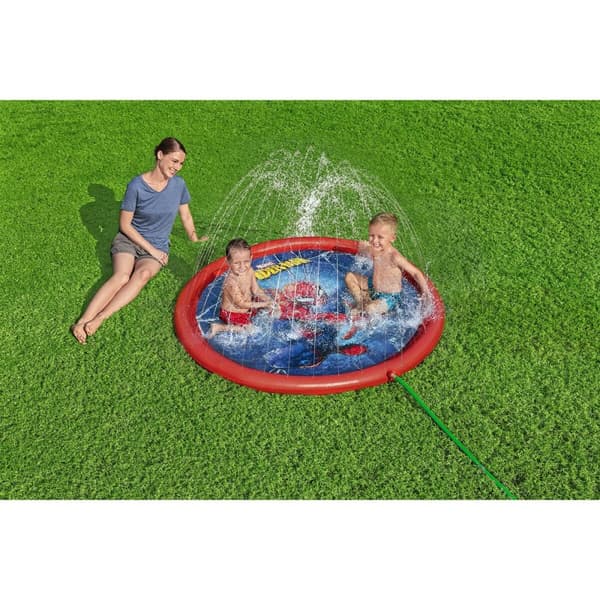 Bestway Spiderman Uppblåsbar Pool med Sprinkler D165 cm +2 År Trädgård 98792