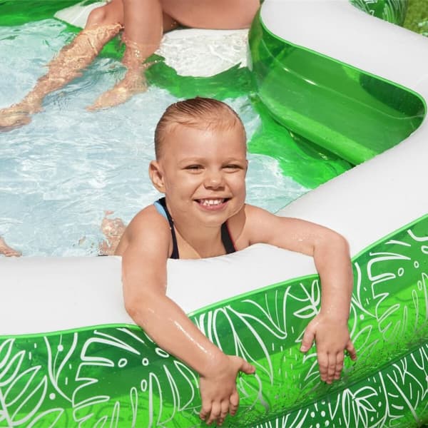 Bestway Uppblåsbar Pool 2 Kamrar Tropical 231x231x51 cm +6 År Trädgård 54336