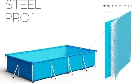 Stor rektangulær overjordisk pool 400x211 cm - Sikker og komplet med pumpe og filtre