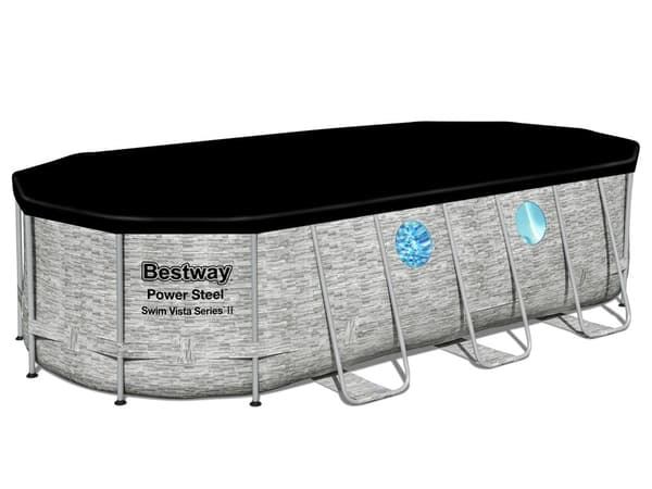 Bestway Power Steel Swim Vista Series II oval pool med undervattensfönster, 549x274x122cm, 13.430L kapacitet