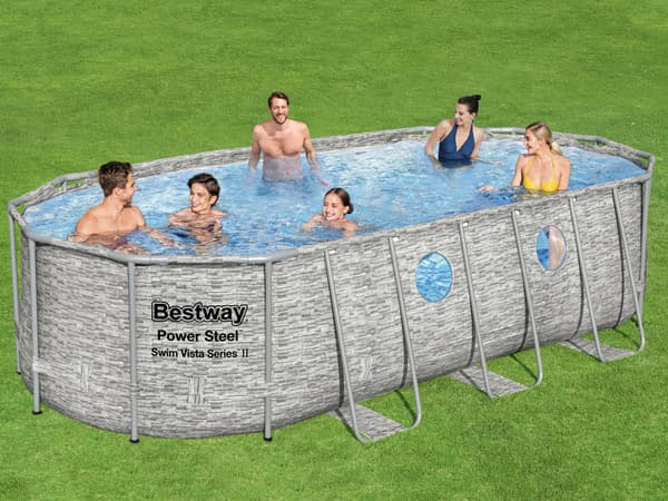 Bestway Power Steel Swim Vista Series II Ovalpool med undervattensfönster, 549x274x122cm