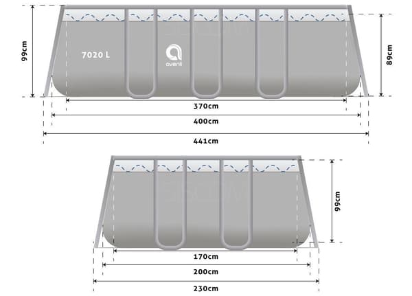 Avenli 400x200x99cm Maanpäällinen suorakulmainen uima-allas setti suodatinpumpulla, tikkailla & suojapeitteellä