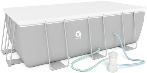 Avenli 400x207 cm Familie Rektangulær Pool Sæt med Pumpe, Stige & Dække