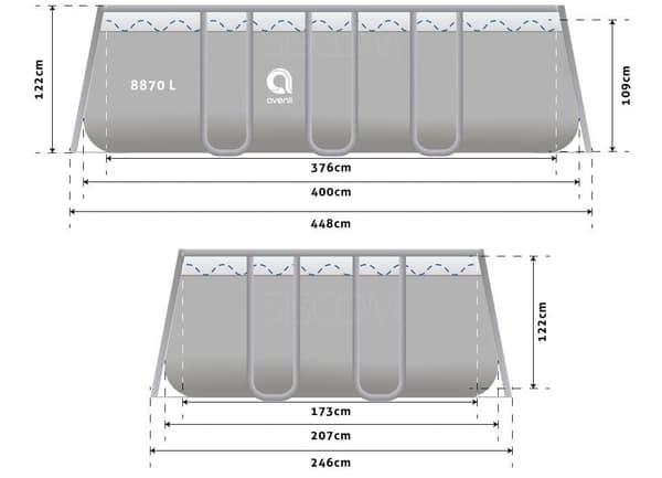 Avenli 400x207 cm Familie Rektangulær Pool Sæt med Pumpe, Stige & Dække