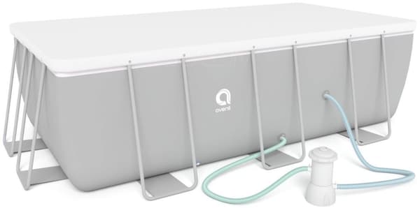 Avenli 400x207x122 cm Rektangulär Poolset med Pump, Stege & Skydd för Poolentusiaster