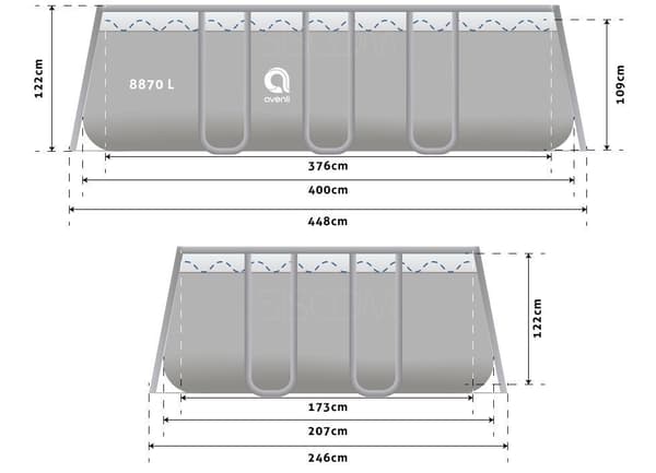Avenli 400x207x122 cm Rektangulär Poolset med Pump, Stege & Skydd för Poolentusiaster