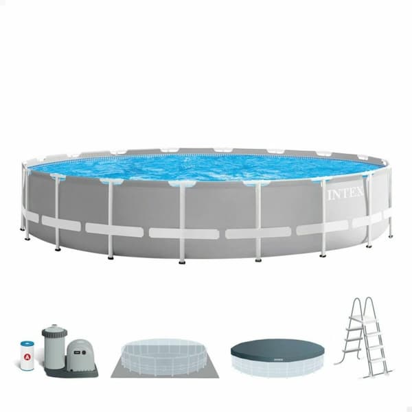 Pool Aftageligt Intex Prism Frame Grå 32.695 l 610 x 132 cm