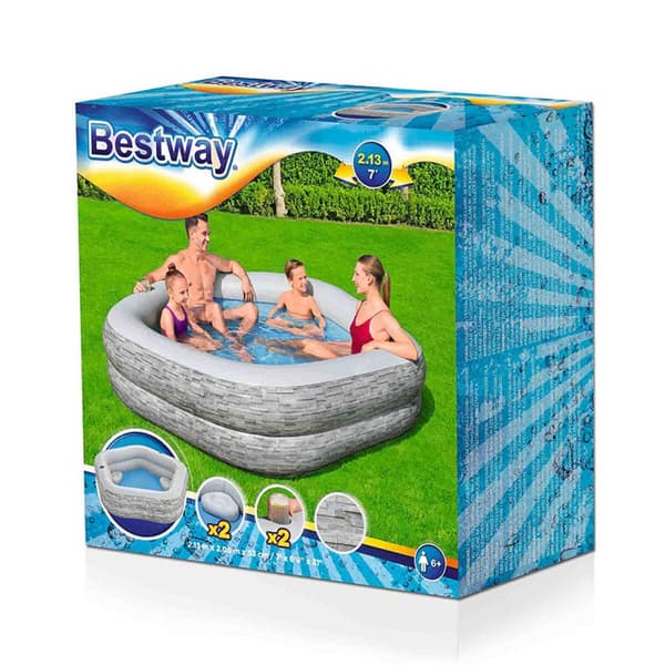 Oppustelig Pool Bestway Grå 213 x 206 x 53 cm