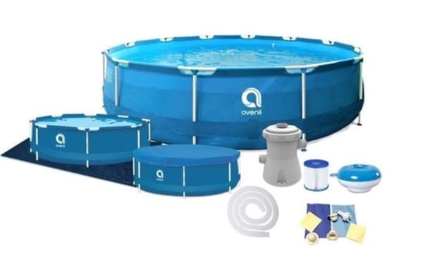 Avenli 305cm Rund Overjordisk Pool Sæt med Pumpe, 4383L Kapacitet, 3-lags PVC, Blå