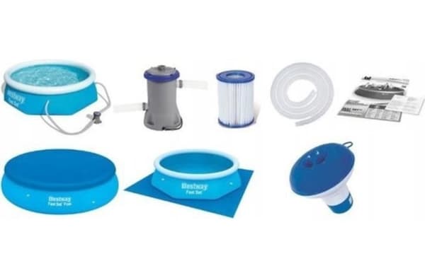244cm Enkelskötsel Uppblåsbar Trädgårdspool med Filterpump & Skydd