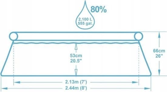 244cm Enkelskötsel Uppblåsbar Trädgårdspool med Filterpump & Skydd