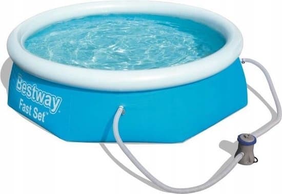 244cm Enkelskötsel Uppblåsbar Trädgårdspool med Filterpump & Skydd