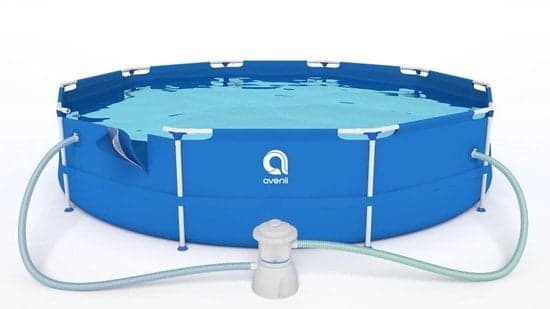 Avenli Premium 450x122cm Blå Overjordisk Pool med Pumpe, Stige & Dække