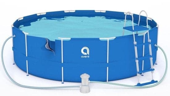 Avenli Premium 450x122cm Blå Overjordisk Pool med Pumpe, Stige & Dække