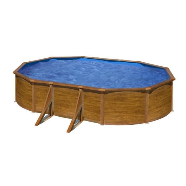 GRE stålpool ovan jord - 527 x 327 x 122 cm - Oval - Exponerade förstärkningar - Sandfiltrering