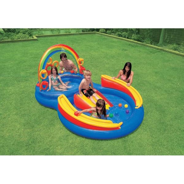 Intex 57453NP Rainbow uima-allas liukumäellä 297x193x135 cm