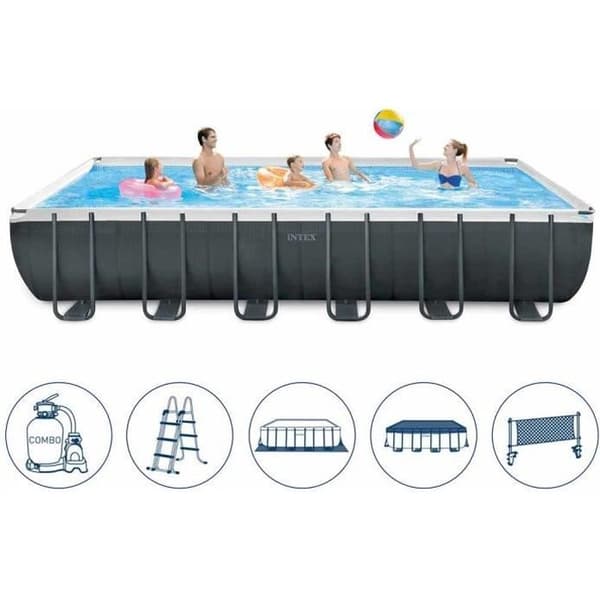 Intex 26368 ex 26362 Ultra Large XTR Premium rektangulär ovanjordspool 732x366x132
