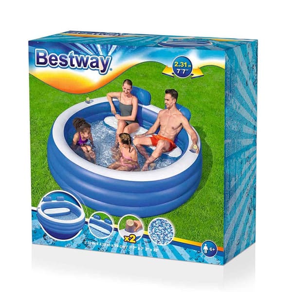 Upplåsbar bassäng Bestway Multicolour 219 x 231 x 79 cm