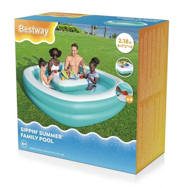 Bestway Lasten Ilmapohja 2 Kammiota Perhe Uima-allas 218x218x48 cm +6 V 54446