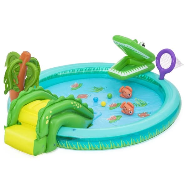 Oppblåsbart plaskebasseng for barn Bestway Crocodile Cove 224 x 181 x 72 cm