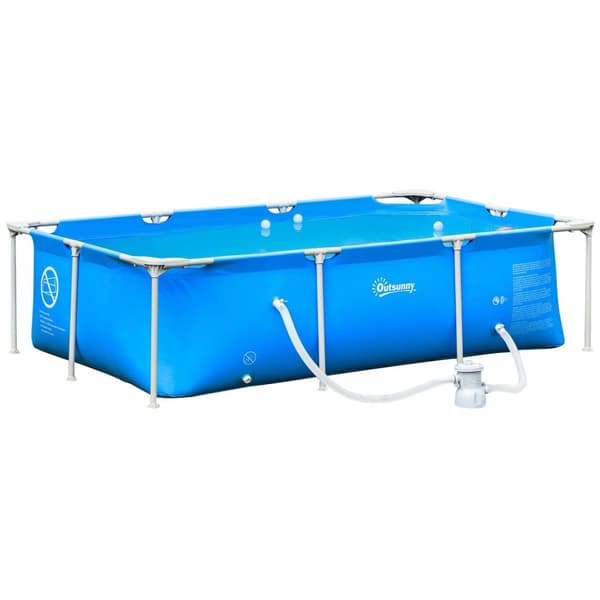 Rootz Rectangular Pool - Above Ground Swimming Pool - Metal Frame Pool - Easy Installation - 252L x 152W x 65H cm