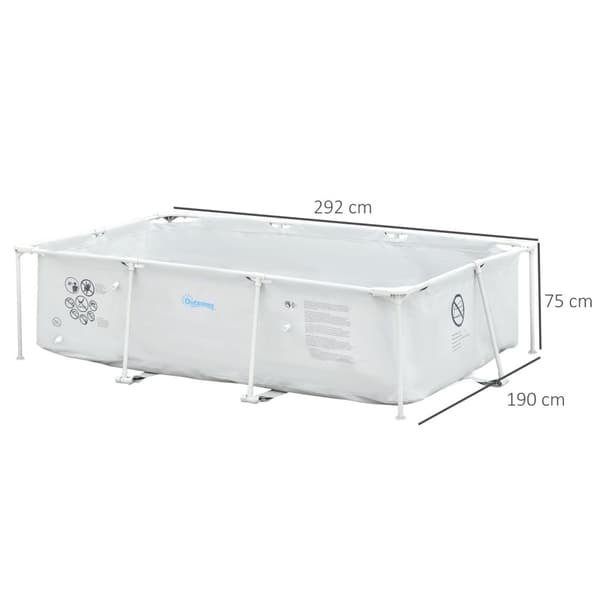 Rootz rektangulært stål over jorden pool - swimmingpool - baghaven pool - korrosionsbestandig - 292L x 190W x 75H cm
