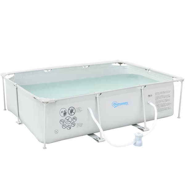 Rootz rektangulært stål over jorden pool - swimmingpool - baghaven pool - korrosionsbestandig - 292L x 190W x 75H cm