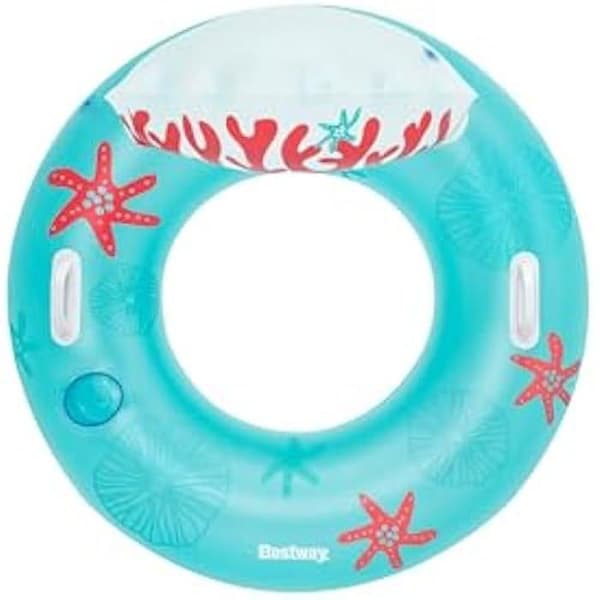 Uppblåsbar boj - BESTWAY - 97 cm - Koralldesign - Hållbara handtag - 1 mugghållare