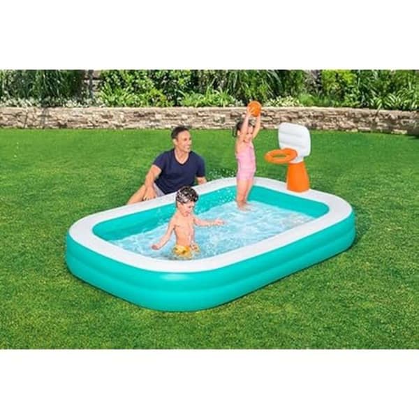 Liten uppblåsbar familjepool Dunk N' Splash™ med basketkorg 251 m x 168 m x 102 m