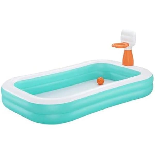 Liten uppblåsbar familjepool Dunk N' Splash™ med basketkorg 251 m x 168 m x 102 m