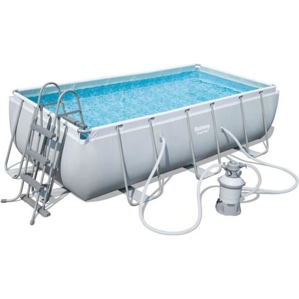 Kit för ovanmarkspool tubulär BESTWAY - Power Steel™ - 404 x 201 x 100 cm - Rektangulär (Sandfilter, stege, diffusor)